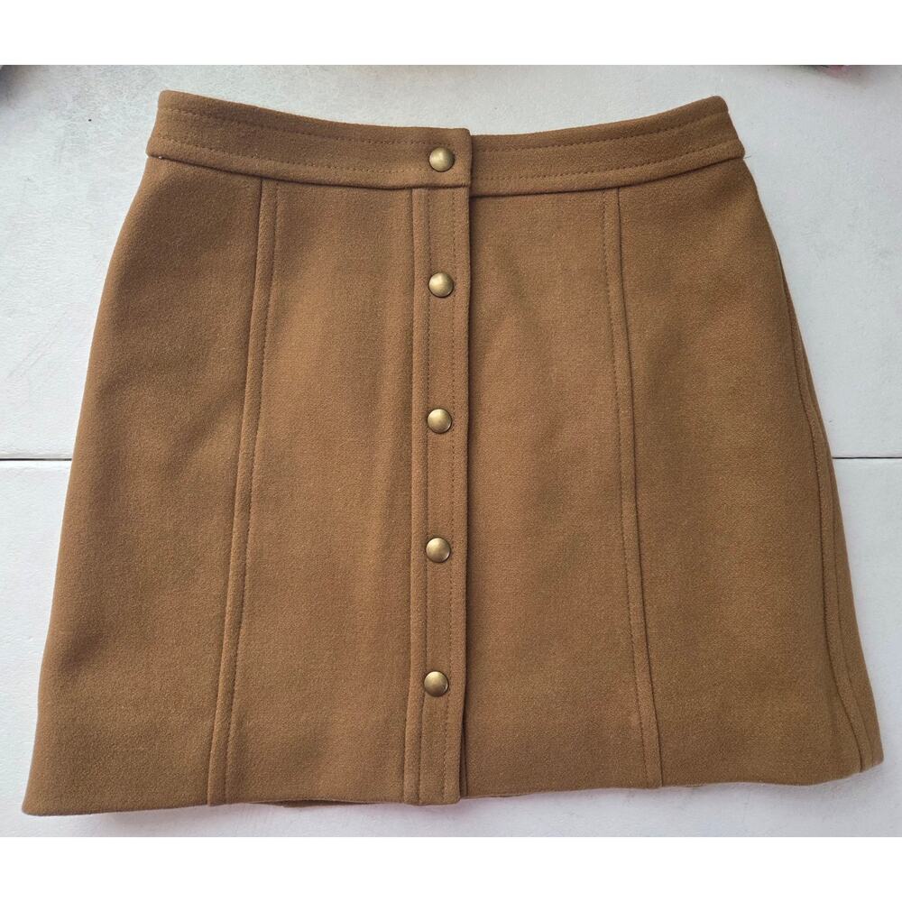 Madewell Wool Mini Skirt Button-front Monochrome Quiet Luxury Preppy Western